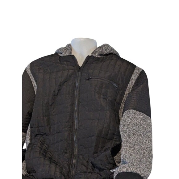 Brooklyn's Best Men's Black White Zip Winter Coat Cotton Polyester Blend Hoodie - Picture 5 of 8